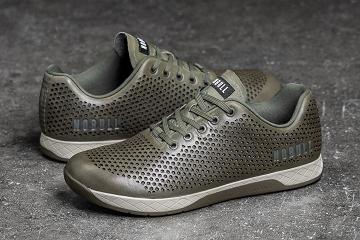 Women's Nobull Moss Leather Trainers Olive | SG L2888I